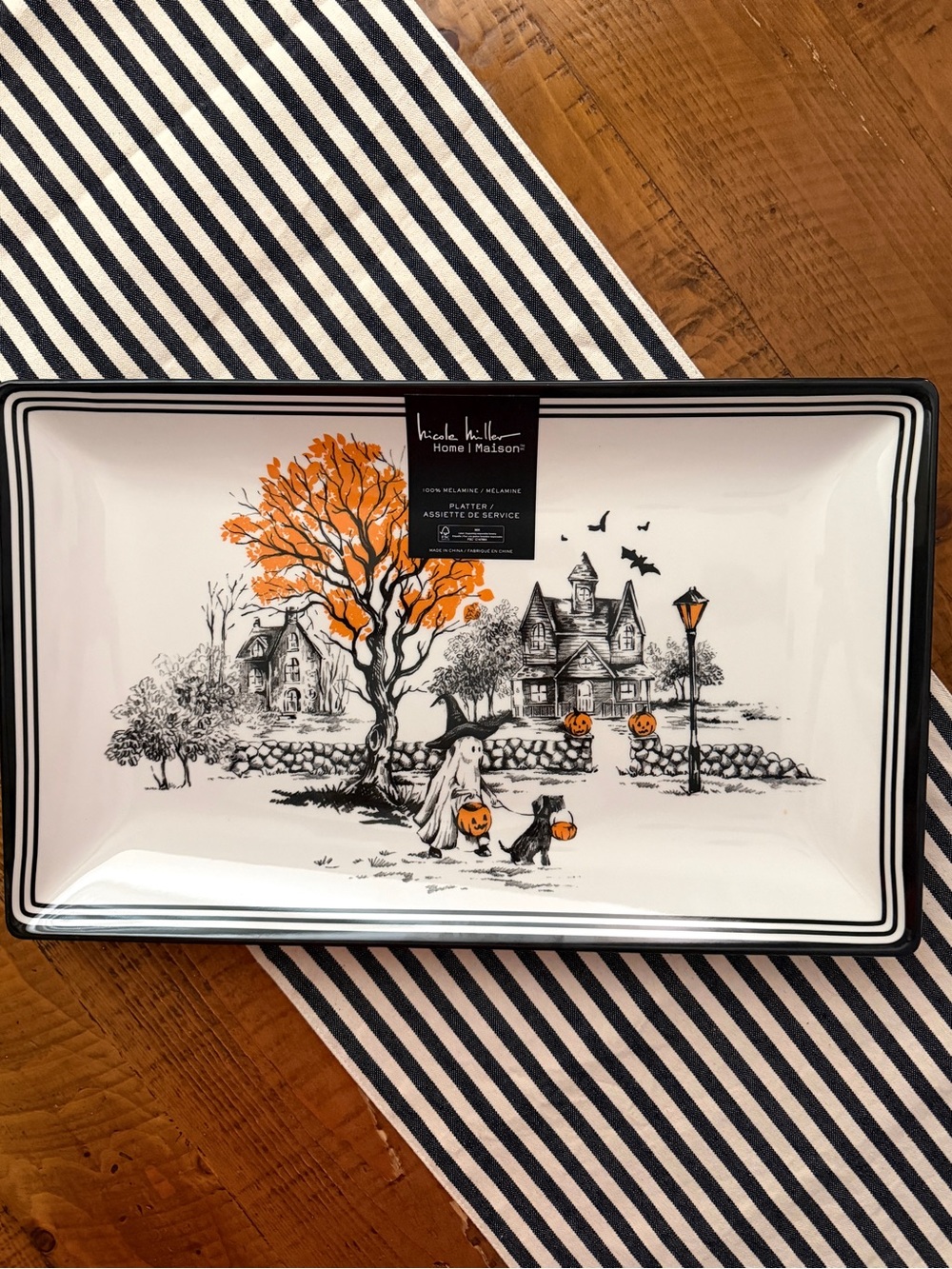 Large Melamine Halloween Serving Platter - 17 1/2  X 10 inches
